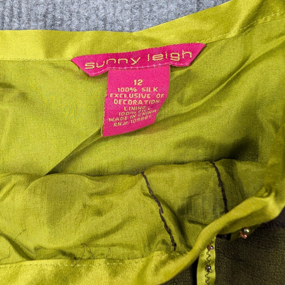 Vintage Sunny Leigh Skirt Womens 12 Silk Layered Y2K Floral Preppy Sheer Fairy - Picture 7 of 7